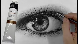 HOW TO DRAW AN EYE? Oil paint on watercolor paper. DRY BRUSH Technique
