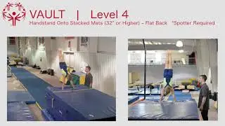 Male Level 4 Vault Handstand onto Mats