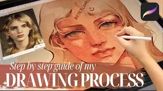 A Step by Step Guide on my Drawing Process using my Custom Brushes for Procreate | Textured Canvas