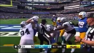 Raiders and Charger players fight after chargers TD nfl