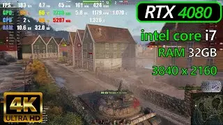 FPS Test RTX 4080 - World of Tanks  Extreme Settings, RTX Enabled