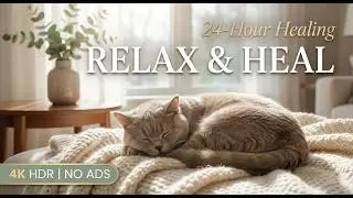 24 Hours Of Calming Music for Cats 😻 🎵 Relaxing & Healing 💖Stress Relief Music for Sleep💖No Ads