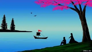 Simple scenery drawing | How to draw in ms paint | paint in computer | ms paint drawing | #mspaint