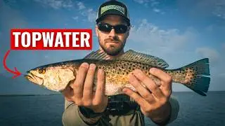 Catching My FIRST Topwater Speckled Trout | Super Spook Fishing