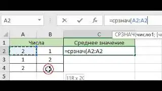 Пример работы с формулой (=СРЗНАЧ)