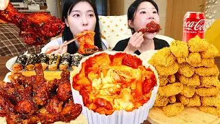 ASMR MUKBANG| 엽기 떡볶이 양념치킨 뿌링클 치즈스틱 먹방 & 레시피 FRIED CHICKEN AND Tteokbokki EATING