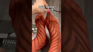 Red nylon toes pull! Pantyhose stockings tights hosiery feet legs Wolford girl model