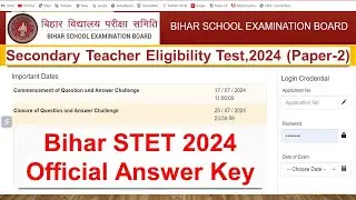 Bihar STET Paper 2 Answer Key 2024