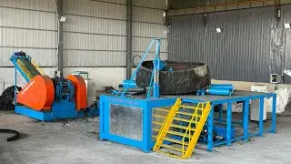 Combined Waste OTR Tire Crown Strip and Block Cutter Recycling Machine
