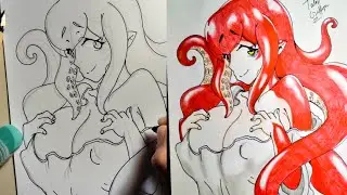 Drawing Puru-Chan SquidGirl from Kyuusekkin!! Koi wa Oshiire no Naka de (J.U.N)!