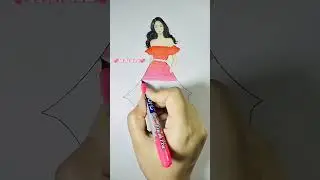 beautiful girl dress colouring 🖌️#art #drawing #satisfying #shorts #youtubeshorts