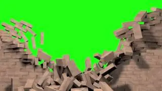 Green Screen exploding wall version 3, free footage for use in video editing software.
