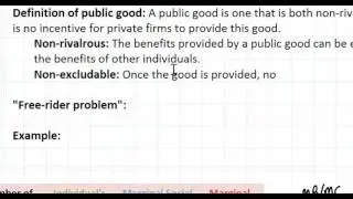 Public Goods as a Market Failure - part 1
