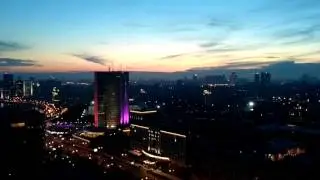 Московская панорама. Вид с 21-го этажа Lotte Plaza. Вечерняя Москва.