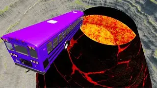 BeamNG drive - Car Jumping Into Volcano | BeamNG-Destruction