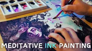 ✤ Relaxing Painting art process // designing a full jacket book cover