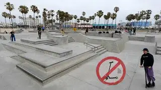 Riding scooters at Venice beach Skatepark!