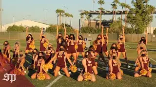 The ASU Spirit Squad cheers for the Devils off the sidelines