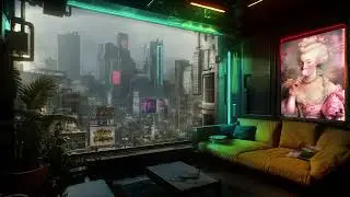 Rainy Evening from Kibaki District. Cyberpunk City Ambience for Sleep, Study, Relaxing, Reading.