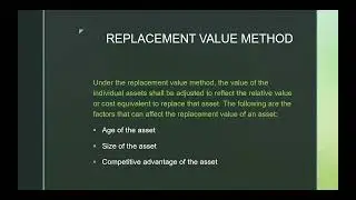 REPLACEMENT VALUE METHOD