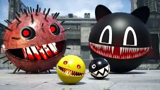 Massive BattleBots Fight: Giant Pacman vs Robot Cat & Robot Spiky