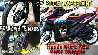 STOCK MAGS REPAINT SA HONDA CLICK 125i GAME CHANGER | Matte Black to Pearl White Mags