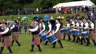 Milngavie Pipe Band competing in Grade 3A at Forres during 2024 British Pipe Band Championships