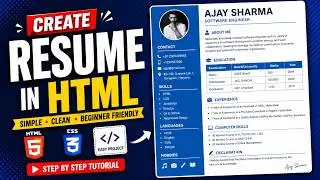 #03 Create CV in HTML & CSS | Modern Resume Website Tutorial | HTML Resume Project