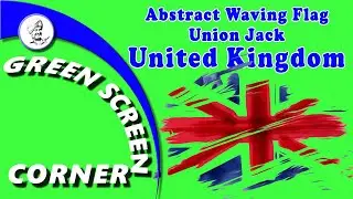 Abstract Waving United Kingdom Flag Union Jack Green Blue Screen Corner Chroma Key Animation FreeUse