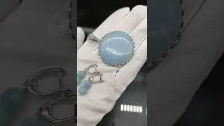 Украшения из натуральных камней голубой нежный аквамарин.