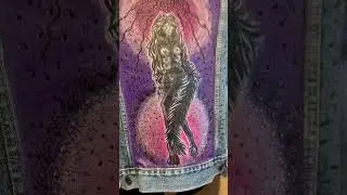 Art denim jacket diy painting alien cat