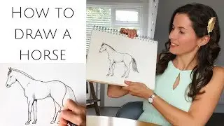 How to draw a horse standing for beginners