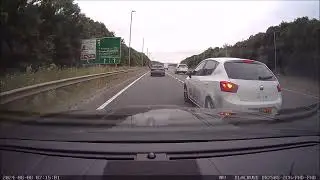 Cut up on a slip road, and slams on the breaks