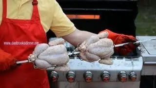 Rotisserie Grilling: Two Chickens