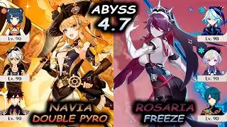 C0 Navia Double Pyro & C5 Rosaria Freeze | Spiral Abyss 4.7 | Genshin Impact | 4K