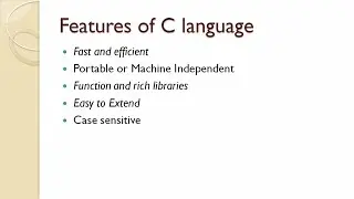 c programming lecture 2 | features of c language