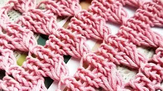 Вяжем узор с эффектом вытянутых петель 🌺 knitting pattern.