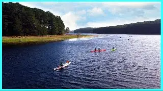 Beautiful drone footage over the lake