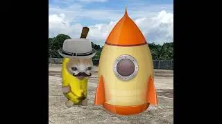 BANANA CAT 🍌🐱 BABY WANTS TO RIDE ROCKET AND FELL FROM THE SKY 