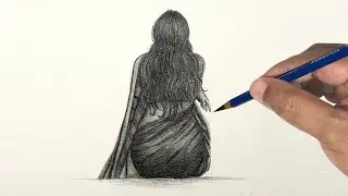 My Sketchbook Drawing -1 | Back View of Indian Women