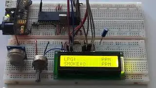 MQ 2 Gas Sensor with ATmega32 and LCD on breadboard demonstration