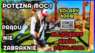 Stacja Zasilania AllPowers R2500 2KW LifePO4 I Mobilne Panele Solarne 600W I  Kamper Przyczepa Dom