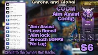 codm aim assist config s6 | no root/aim assist/no recoil/aimlock/smooth fps/garena/global/tutorial