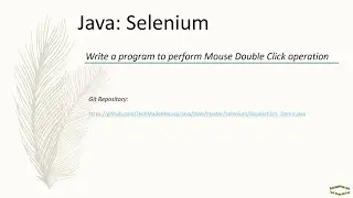 Java | Selenium | Double Click