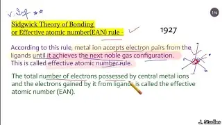 Effective Atomic Number (EAN) rule or Sidgwick Theory of Bonding & it's limitations | Inorganic Chem