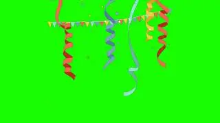 Confetti falling with ribbons | Green Screen | Stock Footage