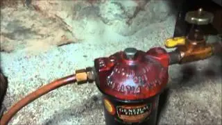 annual oil burner service on old school boiler