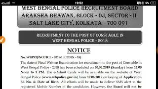 WEST Bengal Police Constable Main exam date official