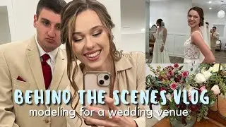 BEHIND THE SCENES: MODELING FOR A WEDDING VENUE | surprising my husband in MY wedding dress #wedding