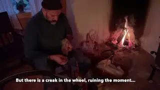 Spinning by the fire in a Swedish cottage. Dalarna, Sweden. Semi ASMR